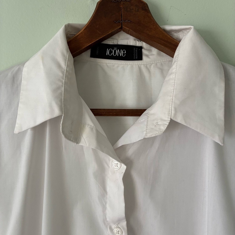 Simons Icone White Pleated Navy Oversize Shirt Dress - Size M - Picture 6 of 11
